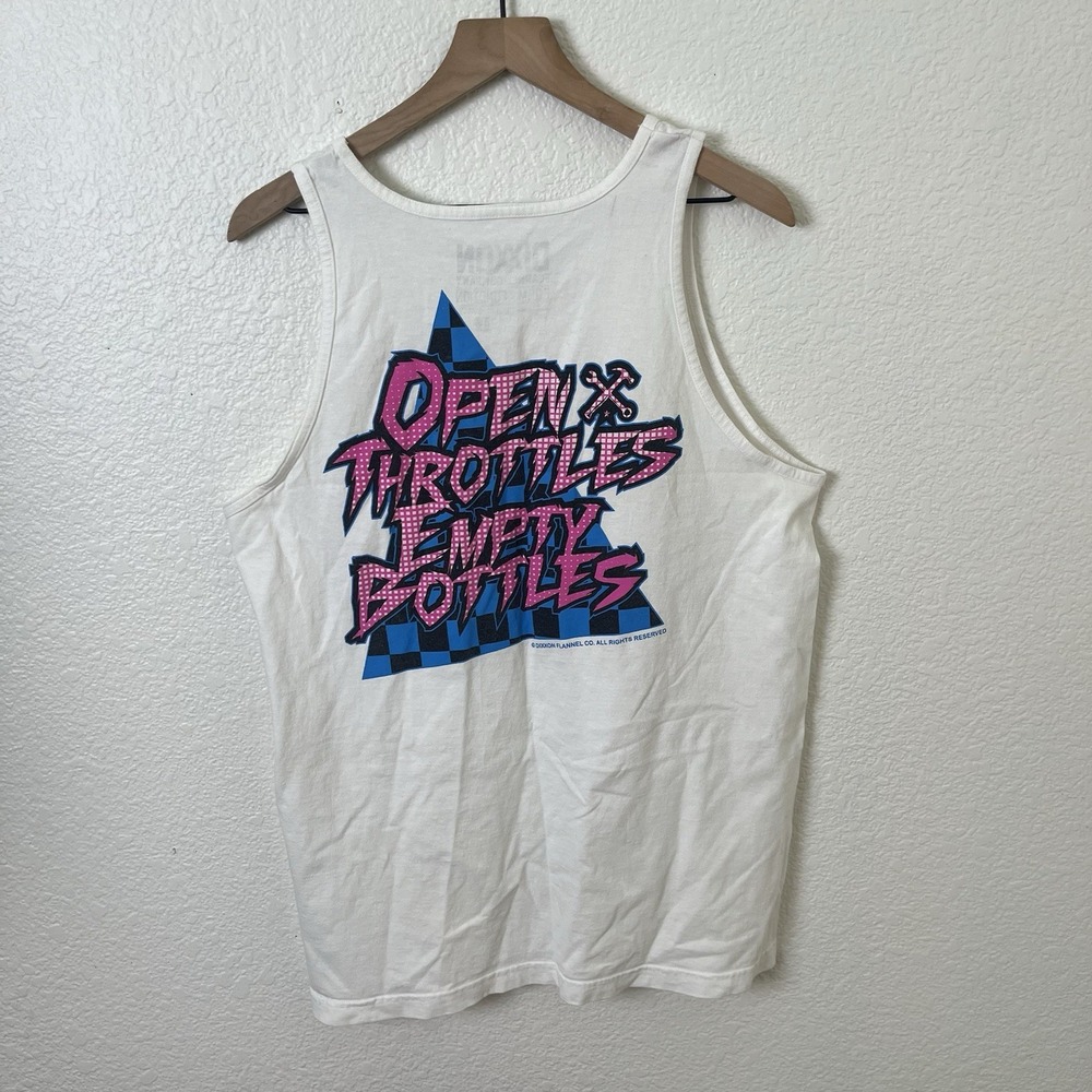 Dixxon Tank Top Mens Large White Open Throttles Empty Bottles